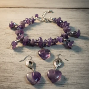 pulseira e brincos de pedras naturais