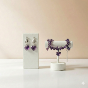 pulseira e brincos pedras naturais ametistas e cristais