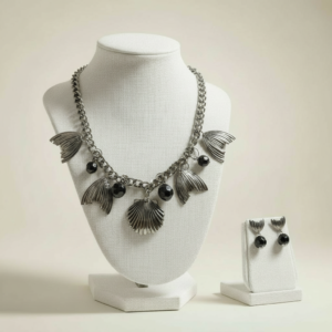 Início colar e brincos: concha e cauda de sereia coleção mar e oceano