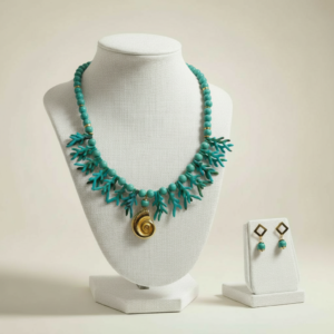 Início colar azul com pingente dourado caracol mar e oceanocolar e brincos resina . colar com pingentes coral em resina e esferas . detalhe pingente metal dourado caracol . brincos esferas em resina 10 mm