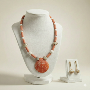 colar e brincos resina mesclada e madeira coleção mar e oceano