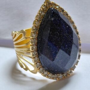 Início anel folheado 18k pedra estrela facetada